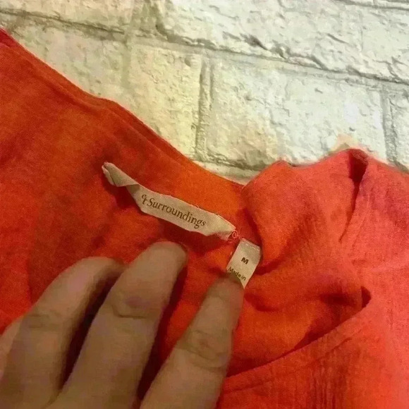Women’s Soft Surroundings Orange Textured Layered Tunic Blouse Size Medium - Picture 2 of 5